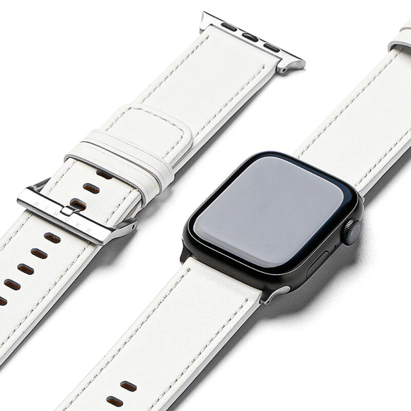 Curea Apple Watch 6 44mm Ringke Leather One Basic Bold, White