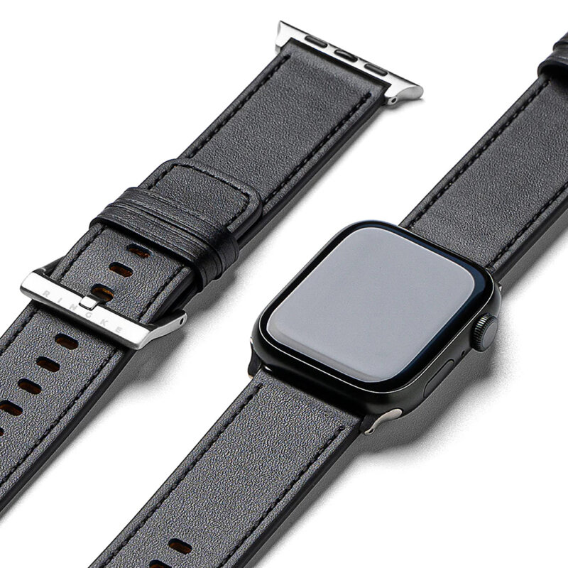 Curea Apple Watch 6 44mm Ringke Leather One Basic Bold, Black