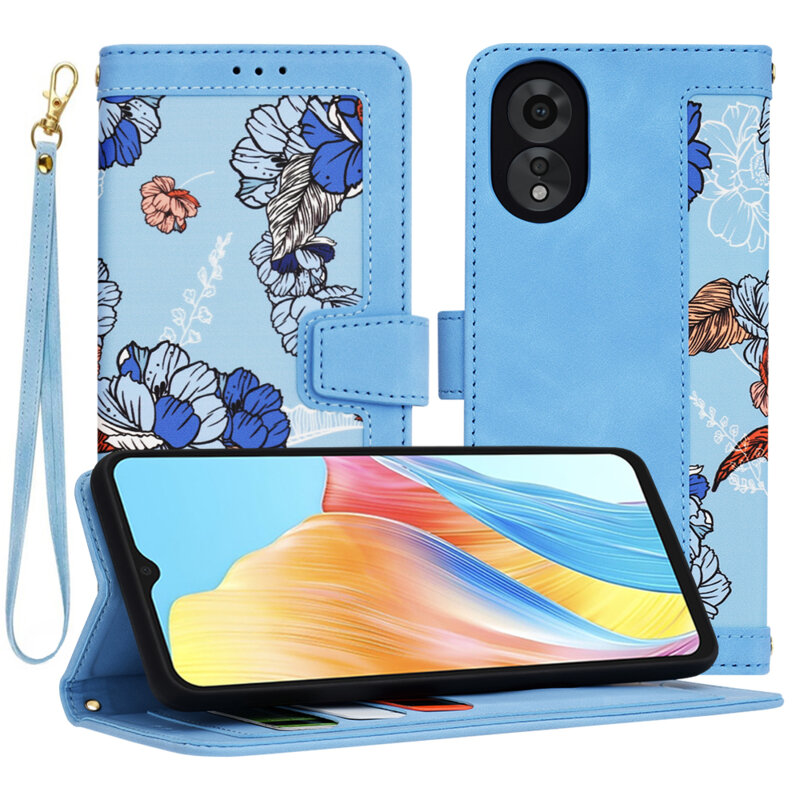 Husa personalizata fete Oppo A18 Techsuit FlipCraft, bleu