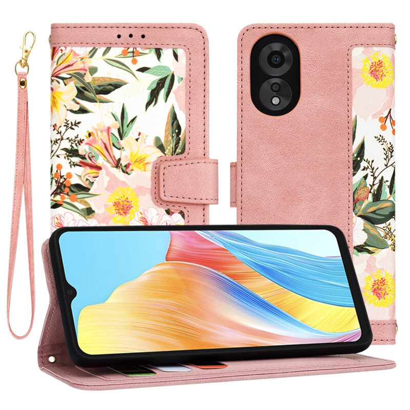 Husa personalizata fete Oppo A18 Techsuit FlipCraft, roz