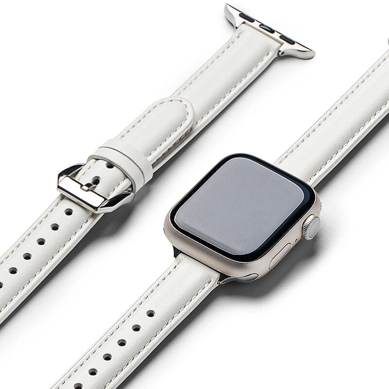 Curea Apple Watch SE 40mm Ringke Leather One Padded Slim, White