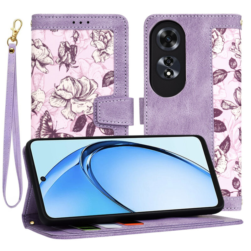 Husa personalizata fete Oppo A60 4G Techsuit FlipCraft, mov