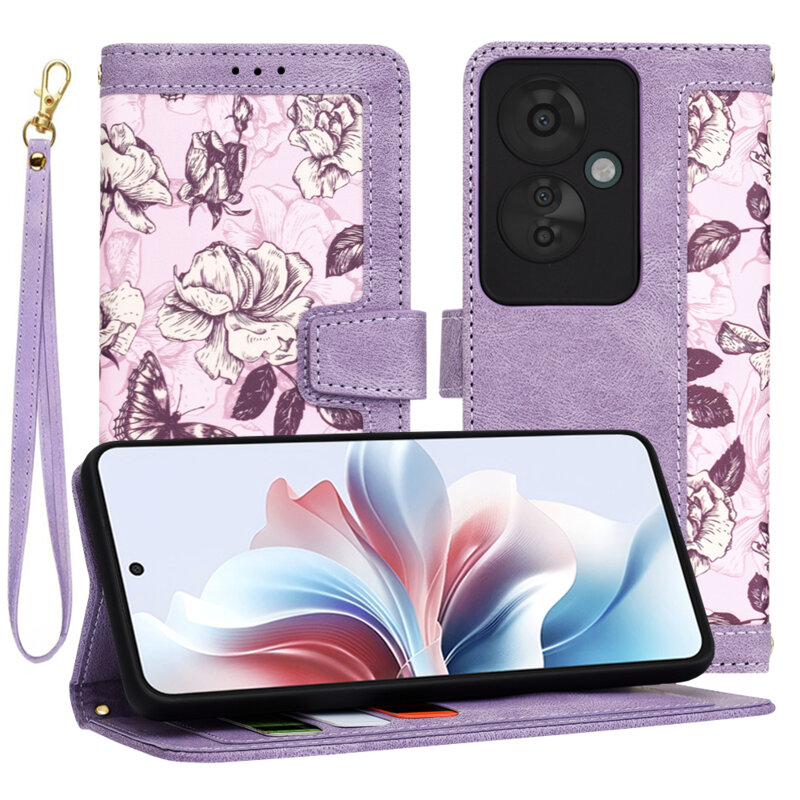 Husa personalizata fete Oppo Reno11 F Techsuit FlipCraft, mov