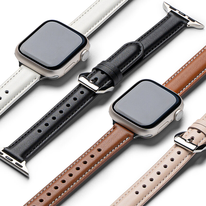 Curea Apple Watch SE 40mm Ringke Leather One Padded Slim, roz deschis