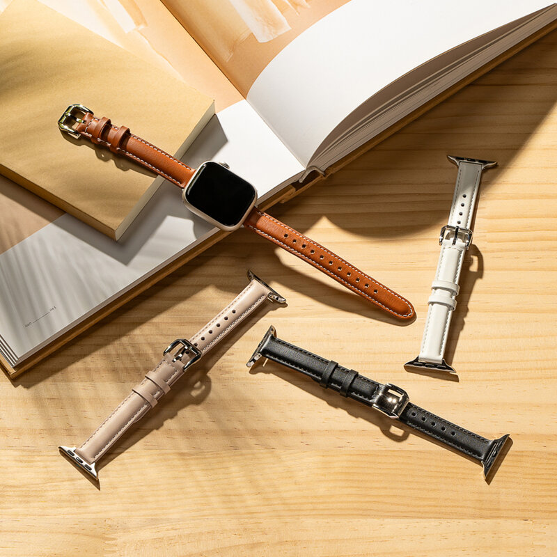 Curea Apple Watch 4 40mm Ringke Leather One Padded Slim, White