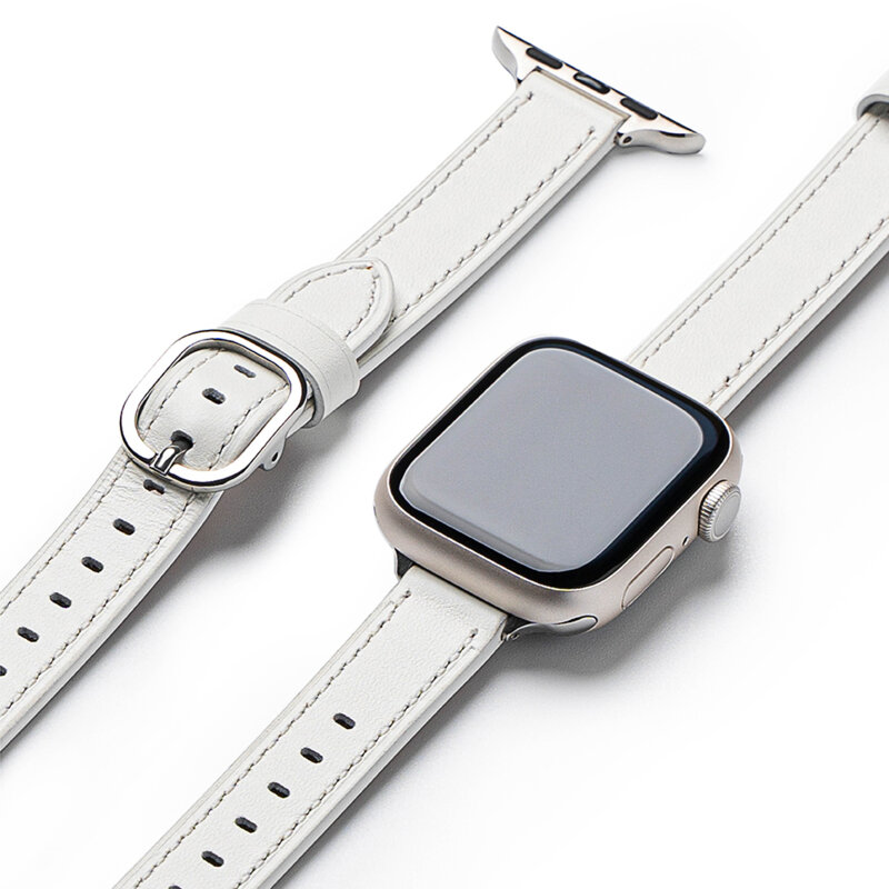 Curea Apple Watch 8 41mm Ringke Leather One Slim, White