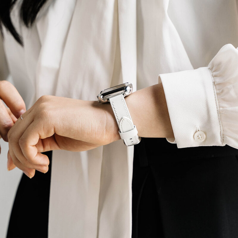 Curea Apple Watch SE 40mm Ringke Leather One Slim, White