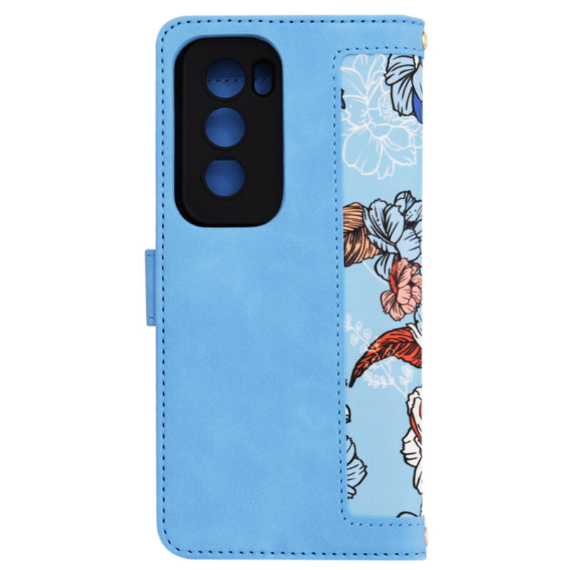 Husa personalizata fete Oppo Reno12 Techsuit FlipCraft, bleu