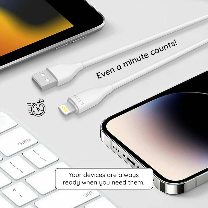 Cablu de incarcare USB la Lightning Lito, 2.4A, 1m, LD03L