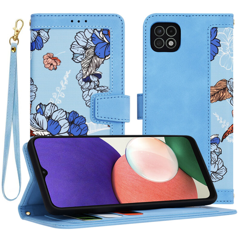 Husa personalizata fete Samsung Galaxy A22 5G Techsuit FlipCraft, bleu