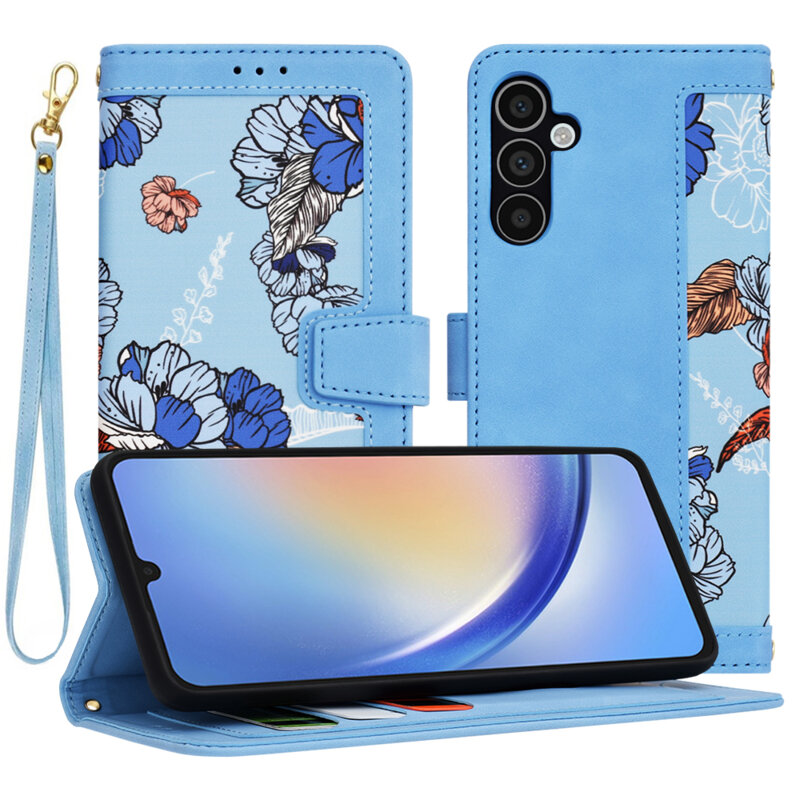 Husa personalizata fete Samsung Galaxy A34 5G Techsuit FlipCraft, bleu