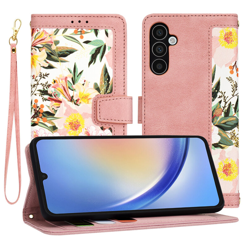 Husa personalizata fete Samsung Galaxy A34 5G Techsuit FlipCraft, roz
