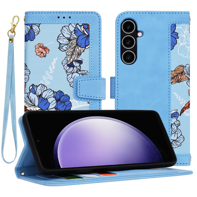 Husa personalizata fete Samsung Galaxy S23 FE Techsuit FlipCraft, bleu