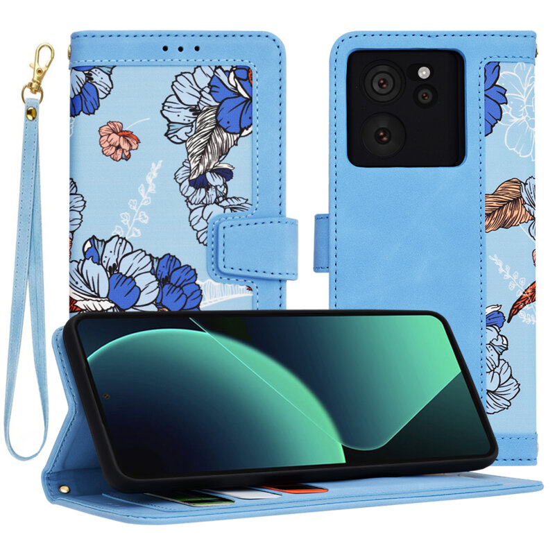 Husa personalizata fete Xiaomi 13T Techsuit FlipCraft, bleu