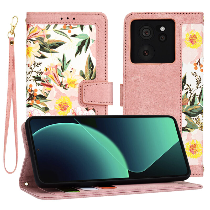 Husa personalizata fete Xiaomi 13T Techsuit FlipCraft, roz