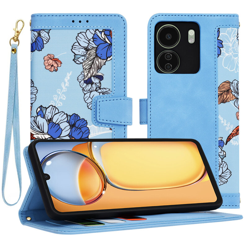 Husa personalizata fete Xiaomi Redmi 13C 4G Techsuit FlipCraft, bleu