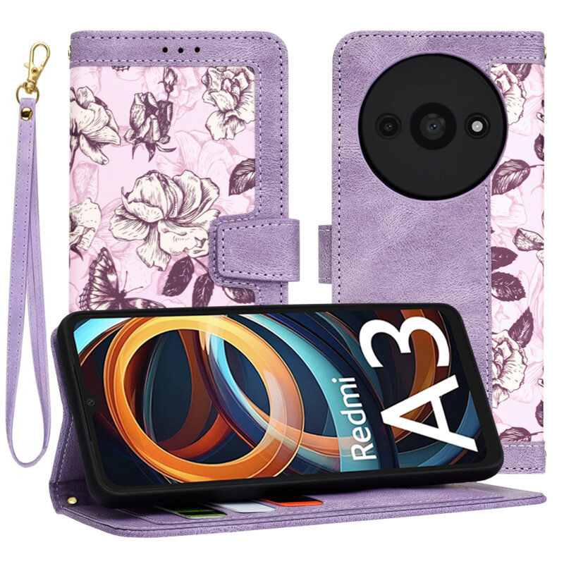 Husa personalizata fete Xiaomi Redmi A3 Techsuit FlipCraft, mov