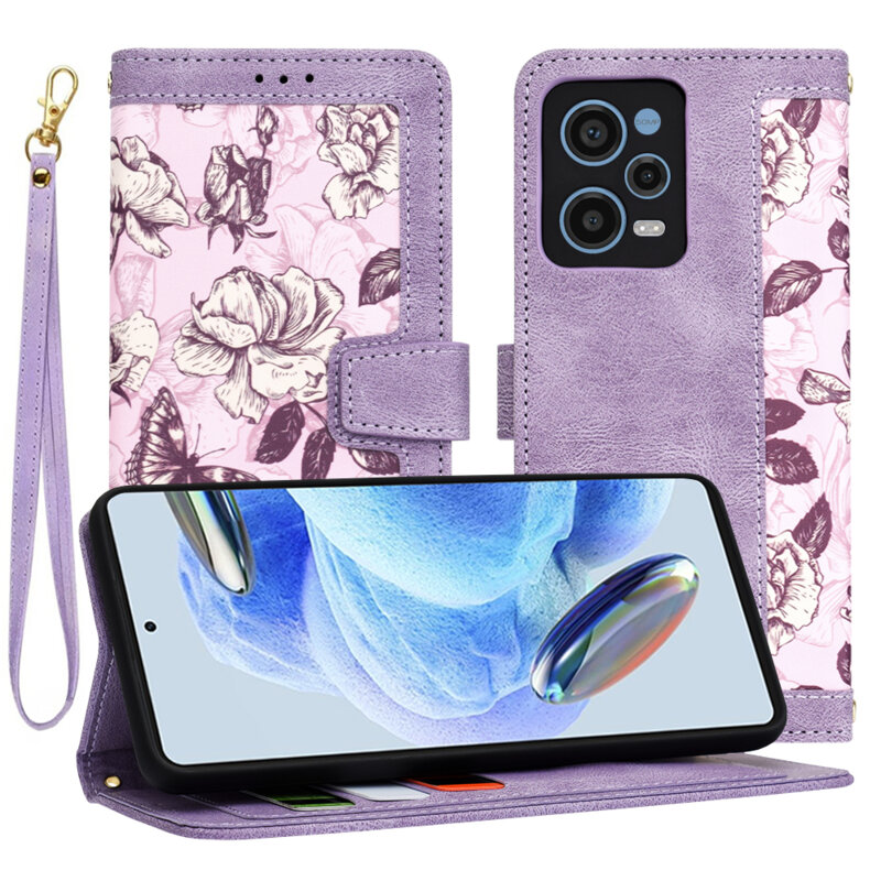 Husa personalizata fete Xiaomi Redmi Note 12 Pro 5G Techsuit FlipCraft, mov
