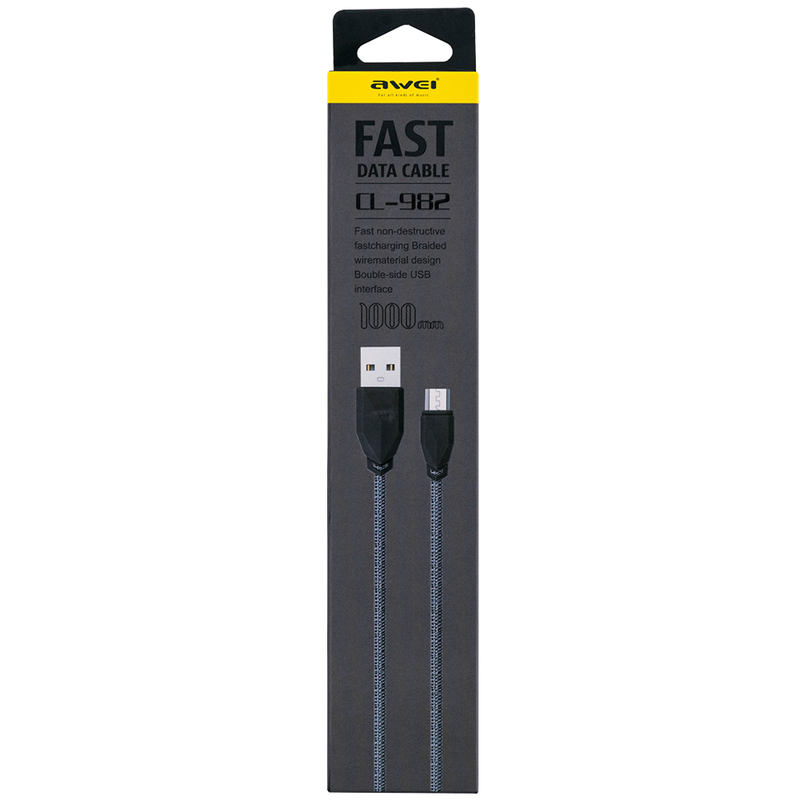 Cablu de date Awei CL-982 Micro-USB Fast Data / Charge – Gri