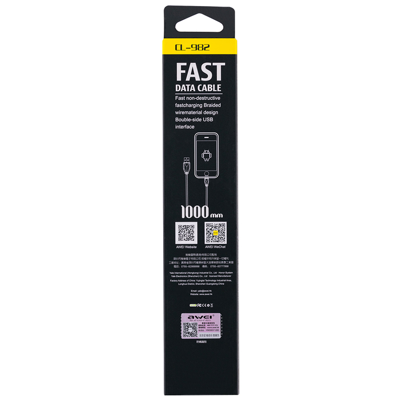 Cablu de date Awei CL-982 Micro-USB Fast Data / Charge – Gri
