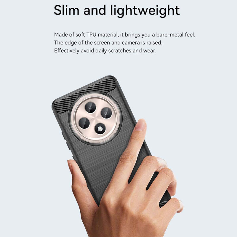 Husa Oppo Reno12 FS Techsuit Carbon Silicone, albastru