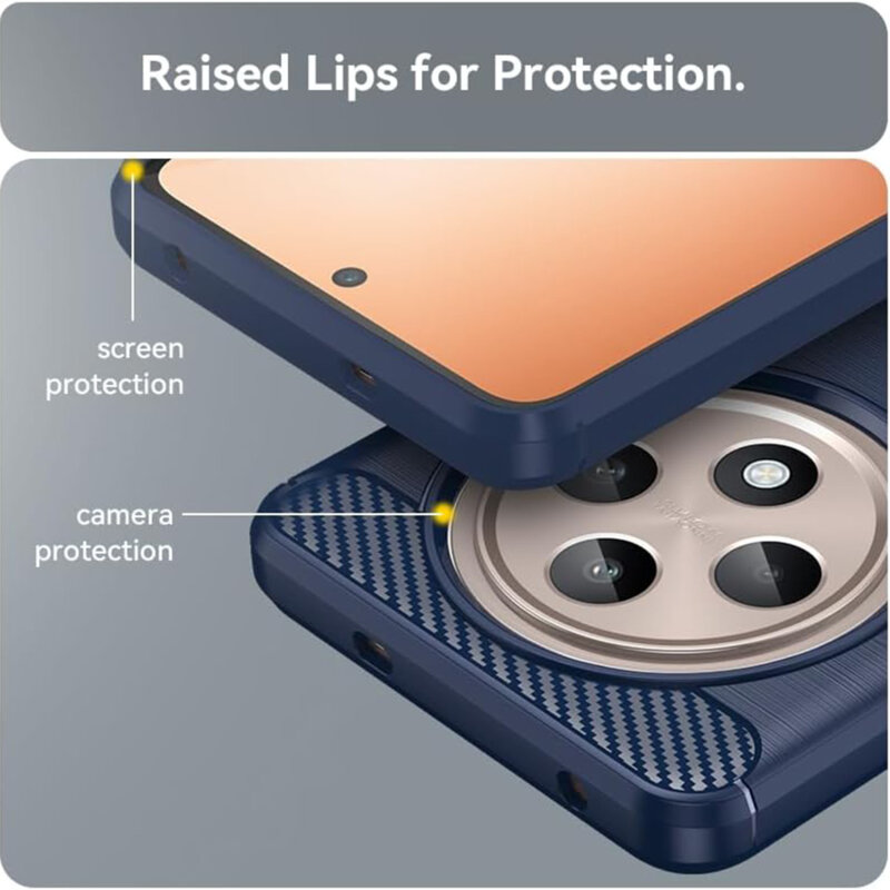 Husa Oppo Reno12 FS Techsuit Carbon Silicone, albastru