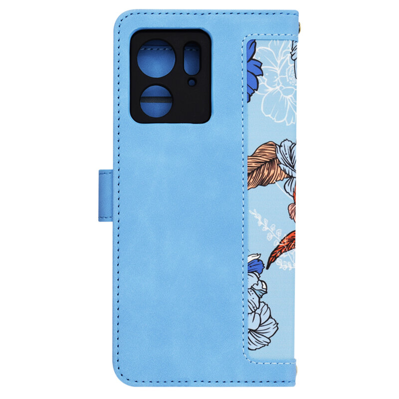Husa personalizata fete Motorola Edge (2023) Techsuit FlipCraft, bleu