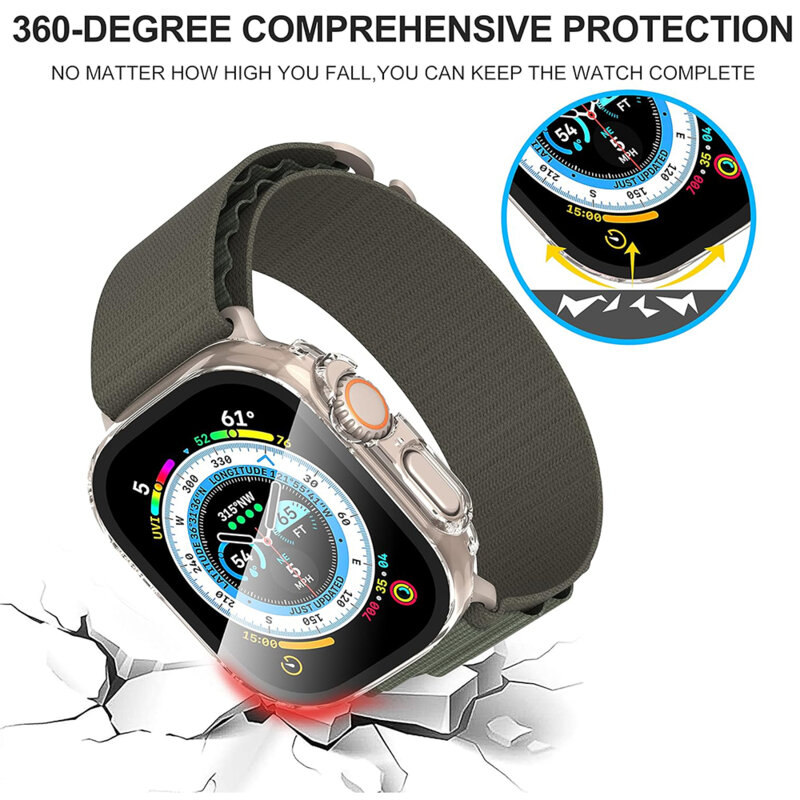 [Pachet 360°] Husa + folie Apple Watch Ultra 2 Techsuit Defense, transparenta