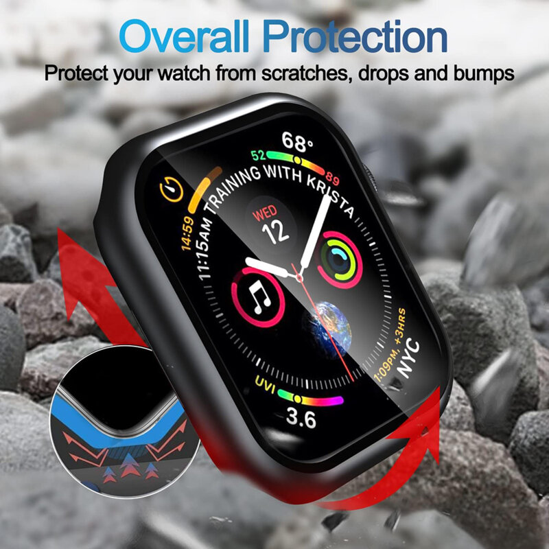 [Pachet 360°] Husa + folie Apple Watch 7 41mm Techsuit Defense, negru