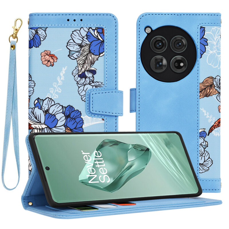 Husa personalizata fete OnePlus 12 Techsuit FlipCraft, bleu