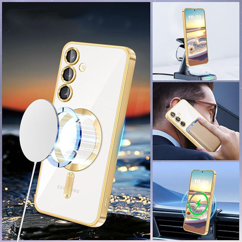 Husa premium Samsung Galaxy A55 5G Techsuit Luxury Crystal MagSafe, verde inchis