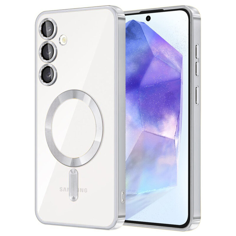 Husa premium Samsung Galaxy A55 5G Techsuit Luxury Crystal MagSafe, argintiu