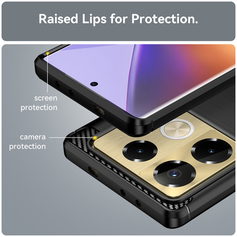 Husa Infinix Note 40 Pro+ Techsuit Carbon Silicone, negru