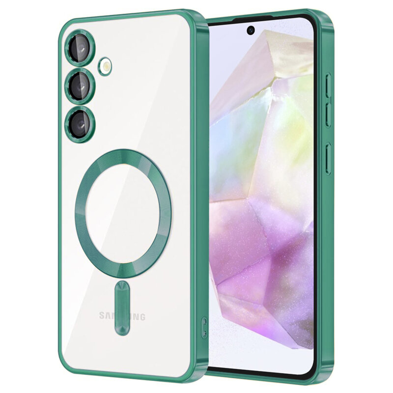 Husa premium Samsung Galaxy A35 5G Techsuit Luxury Crystal MagSafe, verde deschis