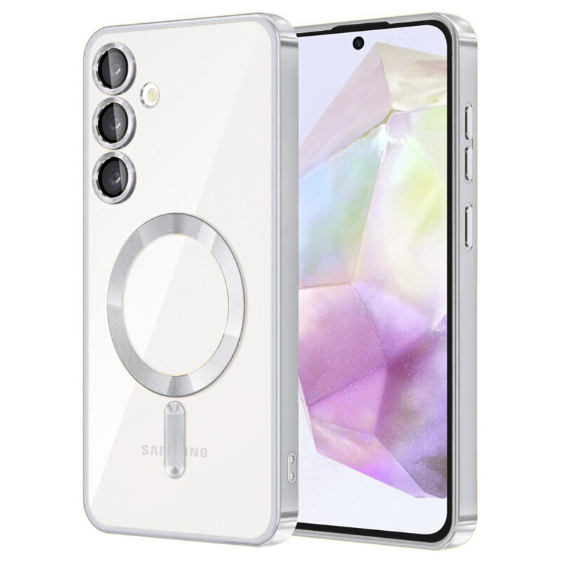 Husa premium Samsung Galaxy A35 5G Techsuit Luxury Crystal MagSafe, argintiu