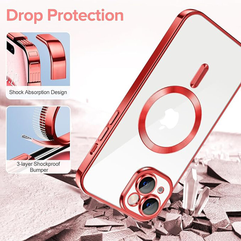 Husa premium iPhone 16 Techsuit Luxury Crystal MagSafe, rosu