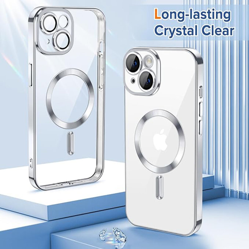 Husa premium iPhone 16 Techsuit Luxury Crystal MagSafe, albastru
