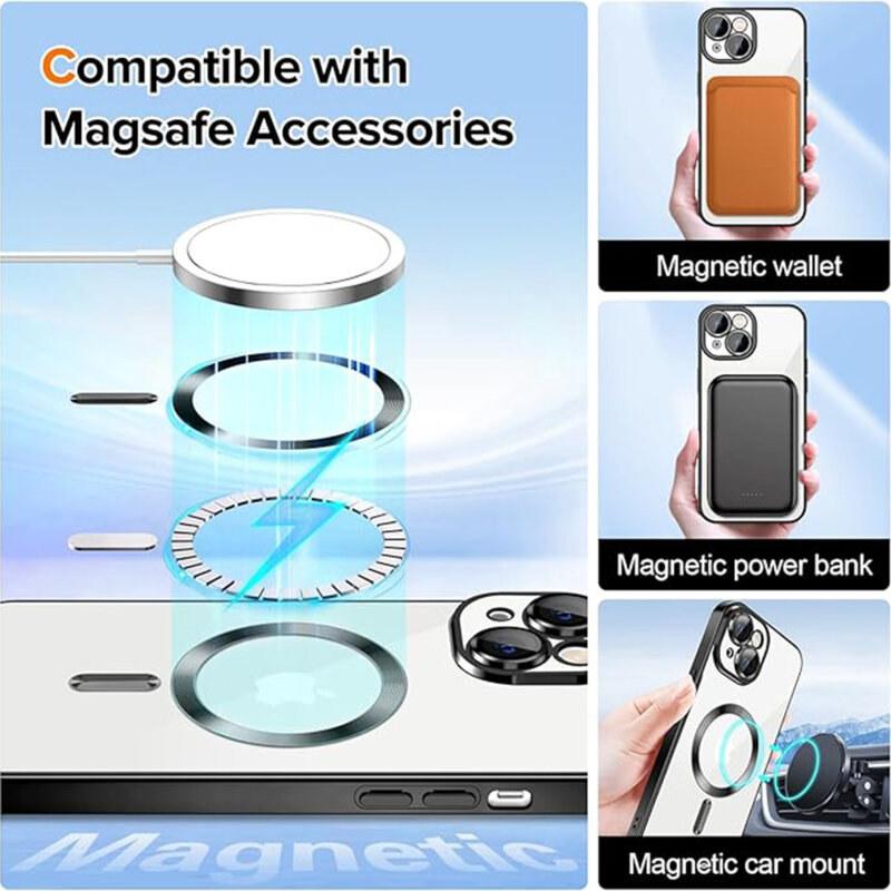 Husa premium iPhone 16 Plus Techsuit Luxury Crystal MagSafe, negru