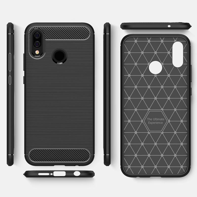 Husa Huawei P20 Lite Techsuit Carbon Silicone, negru