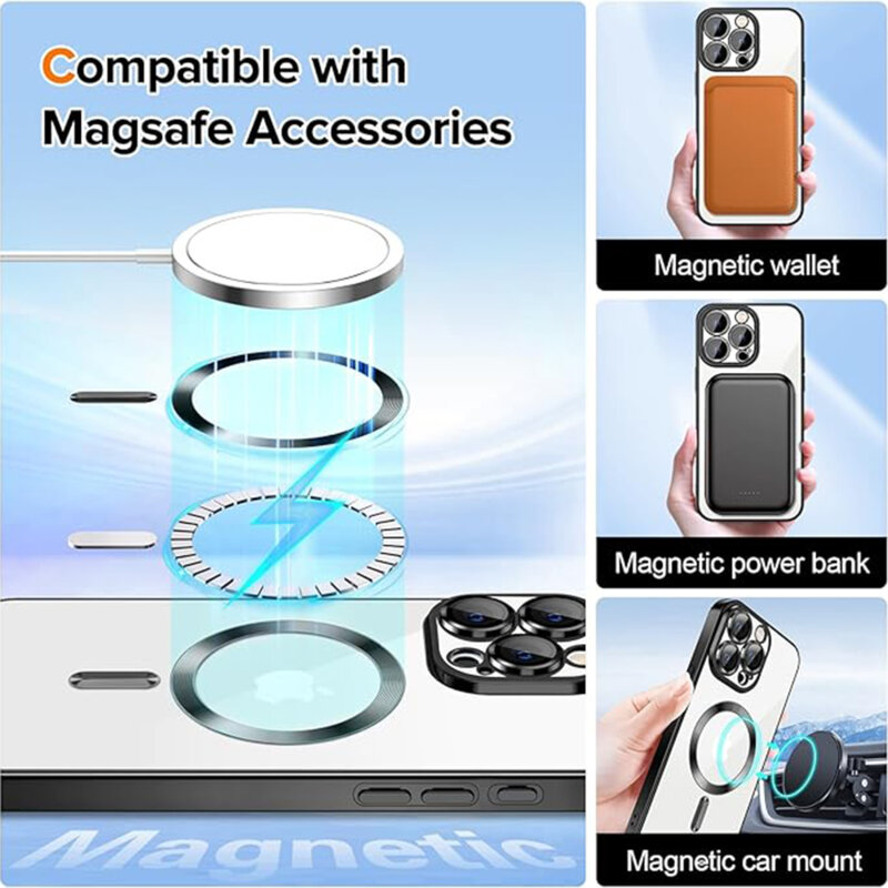 Husa premium iPhone 16 Pro Max Techsuit Luxury Crystal MagSafe, albastru