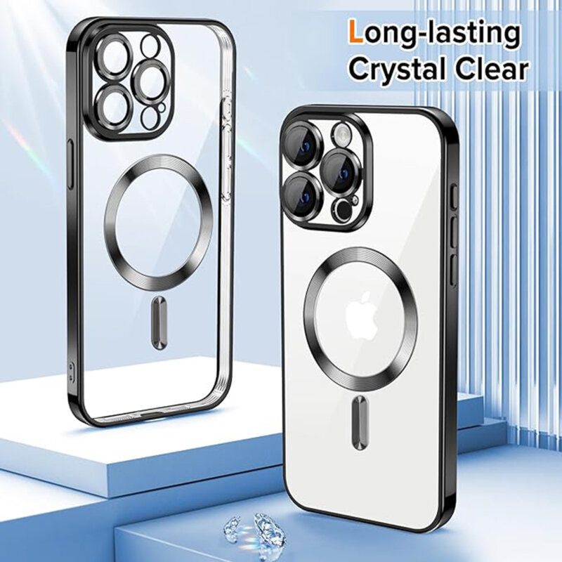 Husa premium iPhone 16 Pro Max Techsuit Luxury Crystal MagSafe, argintiu