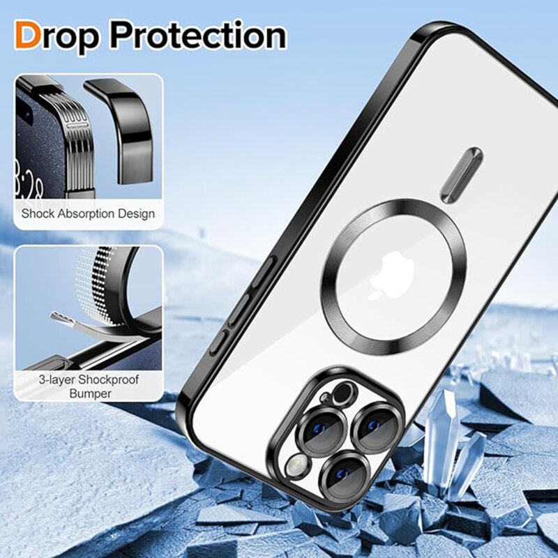 Husa premium iPhone 16 Pro Max Techsuit Luxury Crystal MagSafe, auriu