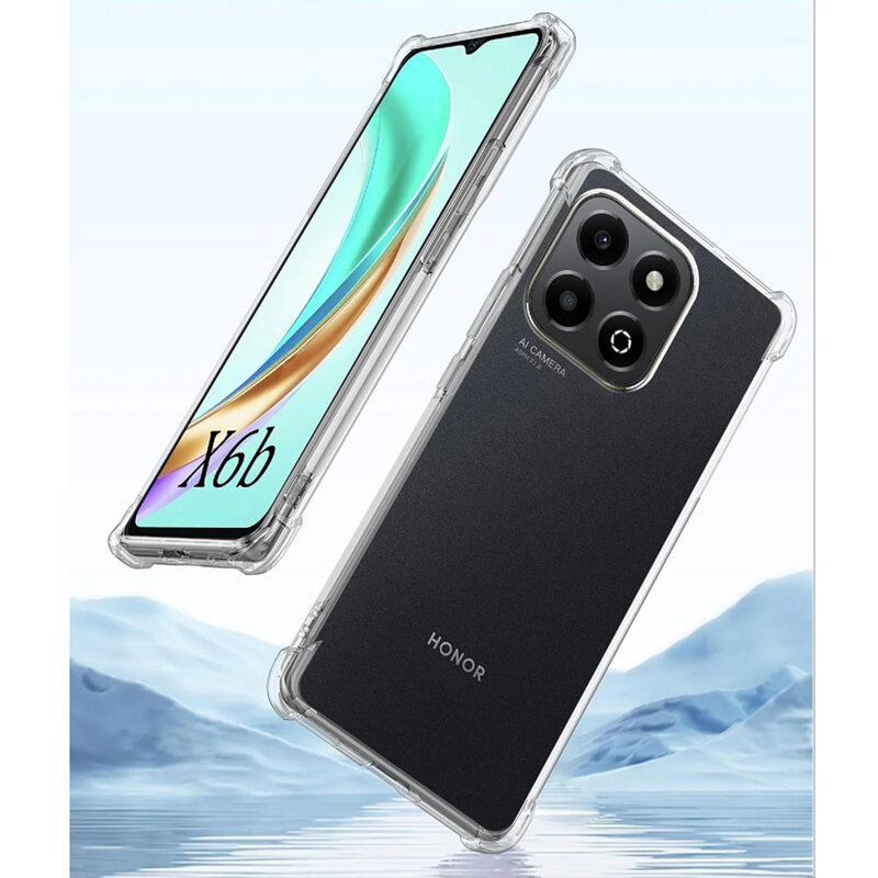 Husa Honor X6b Techsuit Shockproof Clear Silicone, transparenta
