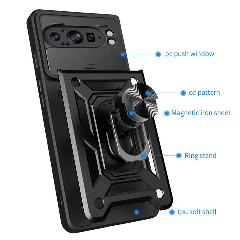 Husa Google Pixel 9 Pro XL protectie camera Techsuit CamShield Series, negru