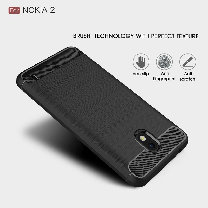 Husa Nokia 2 Techsuit Carbon Silicone, negru