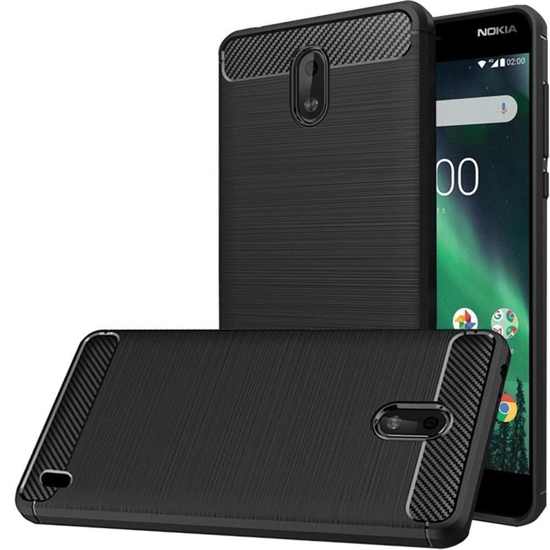 Husa Nokia 2 Techsuit Carbon Silicone, negru