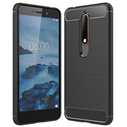 Husa Nokia 6 2018 Techsuit Carbon Silicone, negru