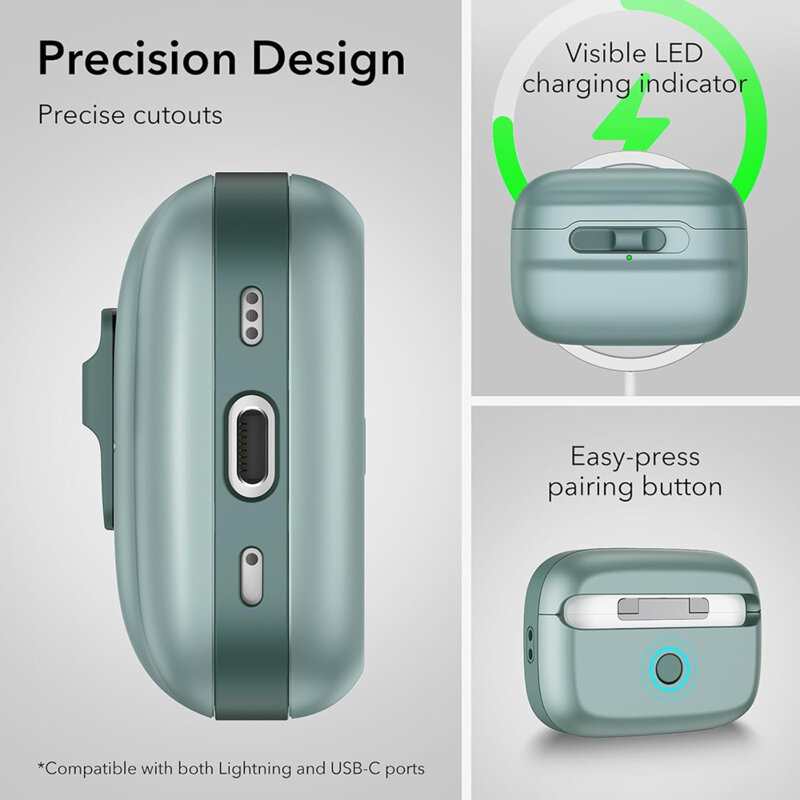 Husa Apple AirPods 4 ESR Pulse Magnetic HaloLock, verde