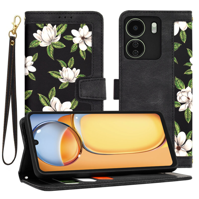Husa personalizata fete Xiaomi Poco C65 Techsuit FlipCraft, negru