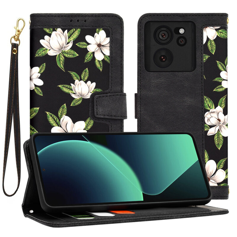 Husa personalizata fete Xiaomi 13T Pro Techsuit FlipCraft, negru